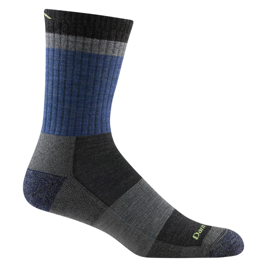 Men's Heady Stripe Micro Crew Lightweight Hiking Sock Blue Large