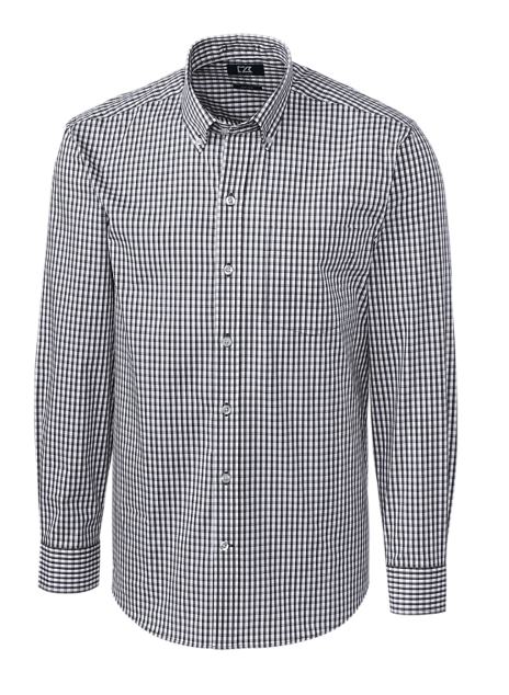 Mens Long Sleeve Dress Shirt, Gingham,  Easy Care Stretch