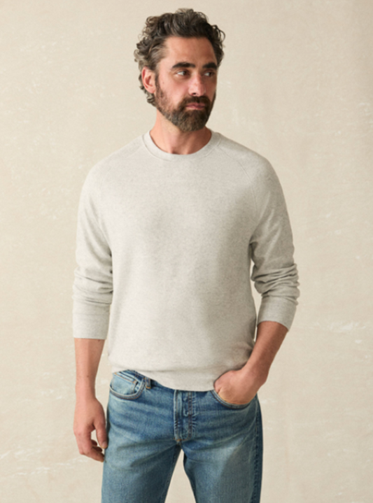 Faherty Legend Sweater Crew, Heather Grey. MKC0099