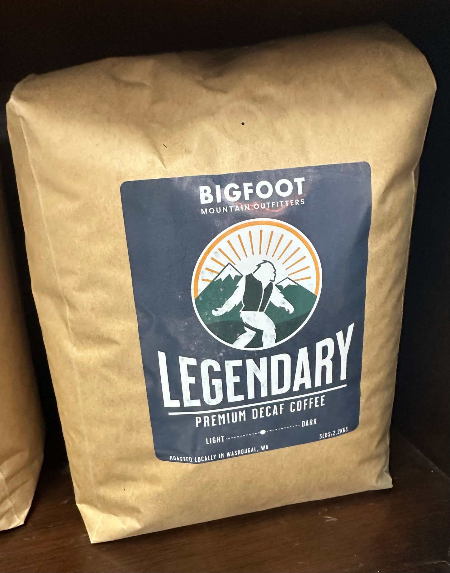 Bigfoot Legendary Premium Decaf Coffee -whole bean.   Bulk  5lb bag.  5lb/2.2KGS